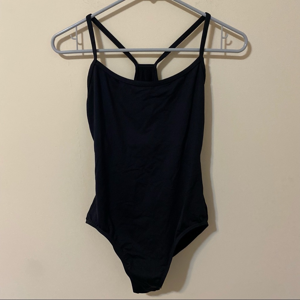 MOTIONWEAR Black Racerback Spaghetti Strap Camisole Leotard